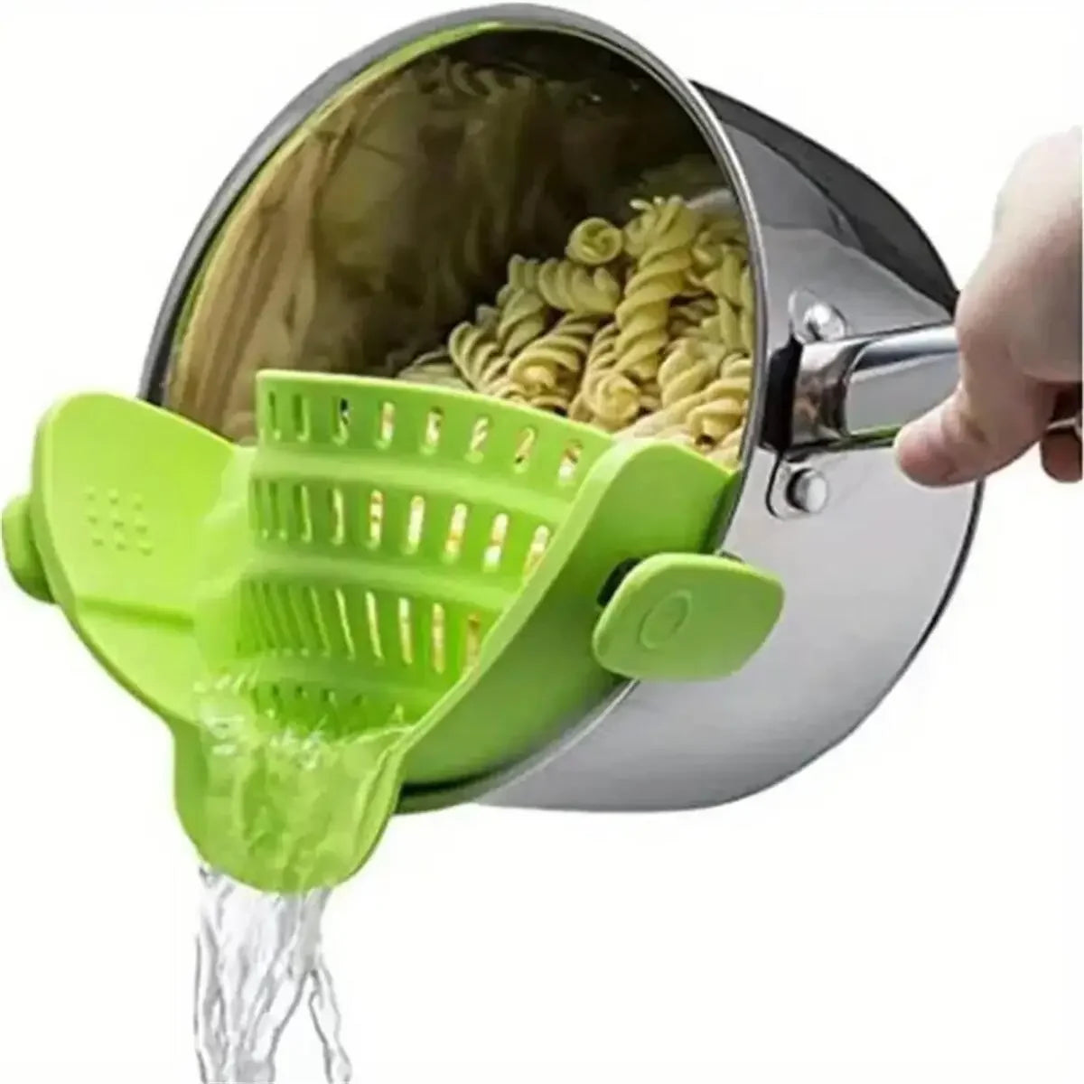 Passoire en silicone ajustable à clipser sur les casseroles.